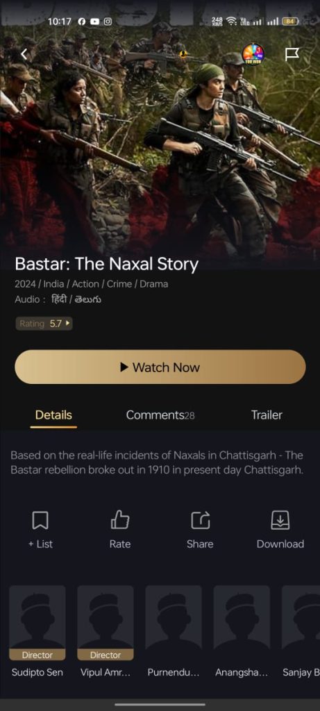 Bastar movie on Castle App