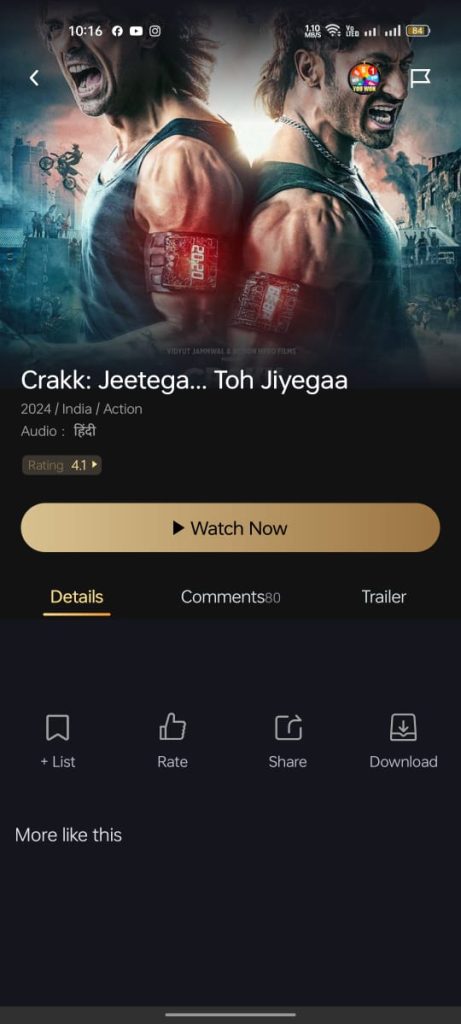 Crakk movie on Castle App