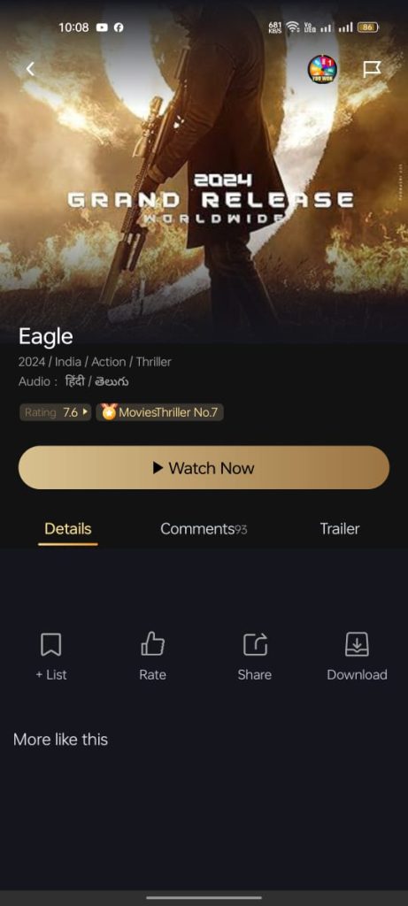 Eagle movie on castle App