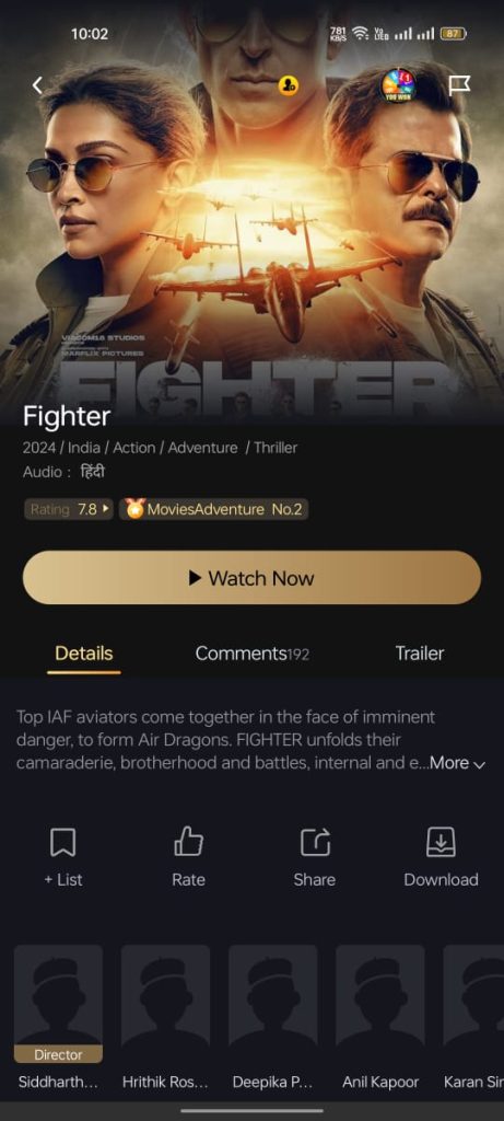 Fighter movie on Castle App