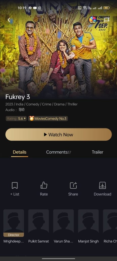 Fukrey 3 movie on Castle App