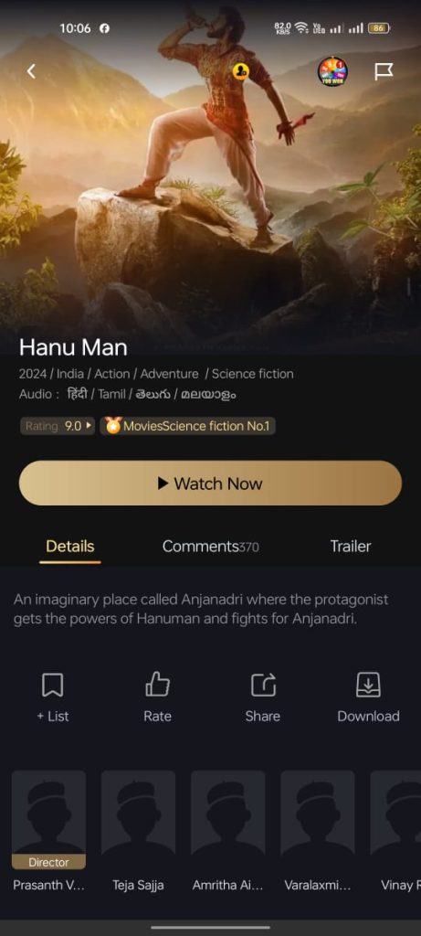 Hanu Man movie on Castle App