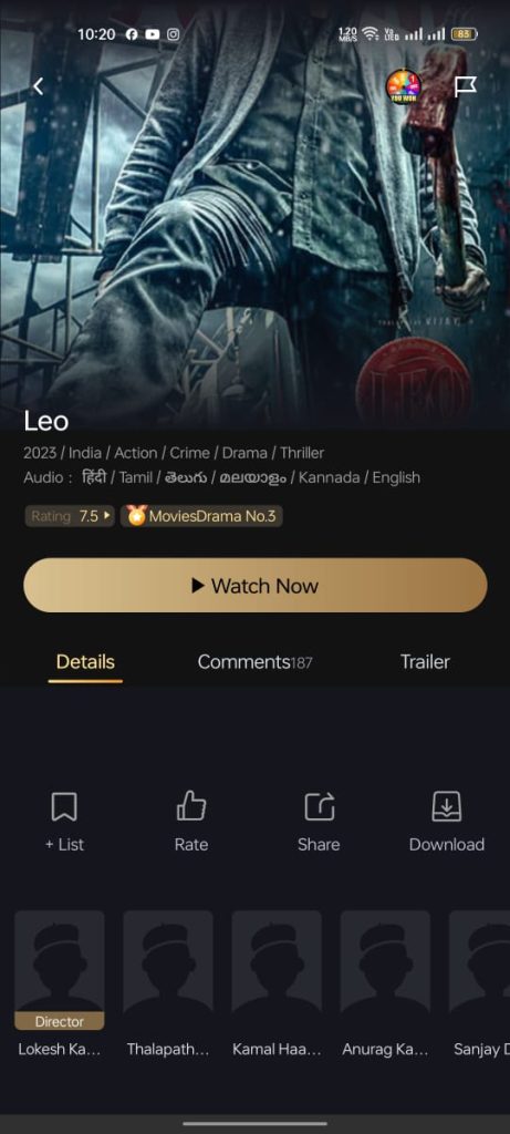 Leo movie on Castle App