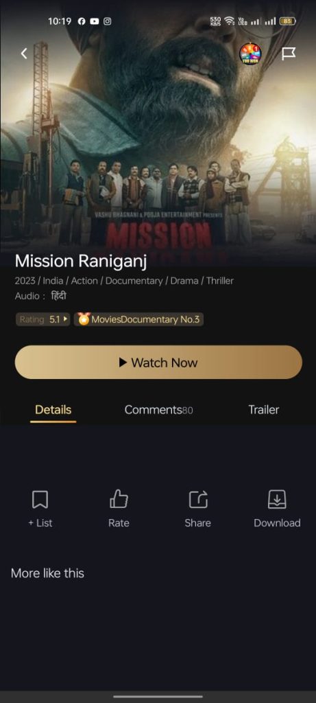 Mission Raniganj movie on Castle App