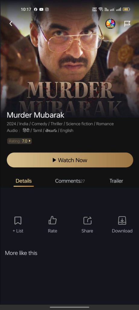 Murder Mubarak movie on Castle App