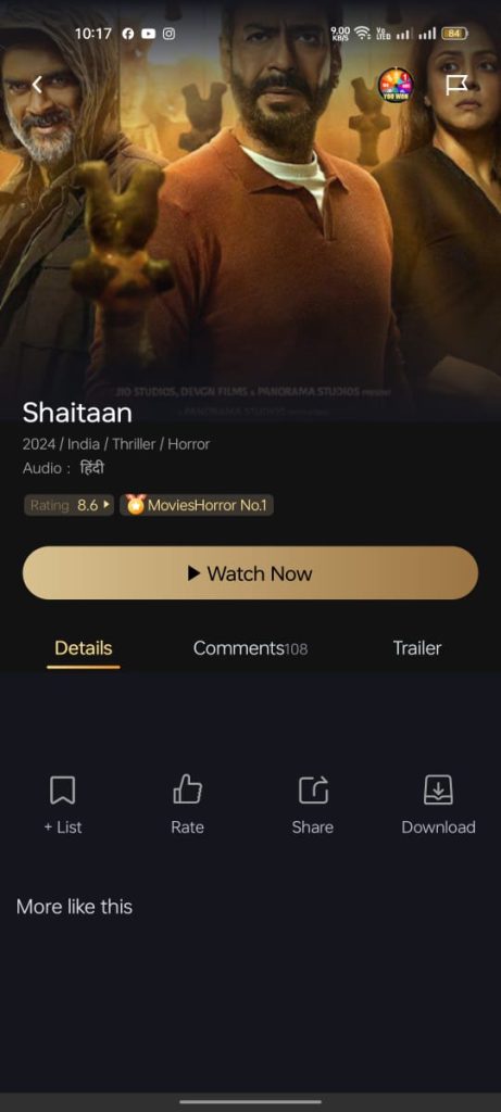 Shaitaan movie on Castle App