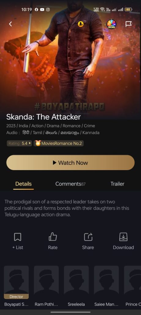 Skanda movie on Castle App